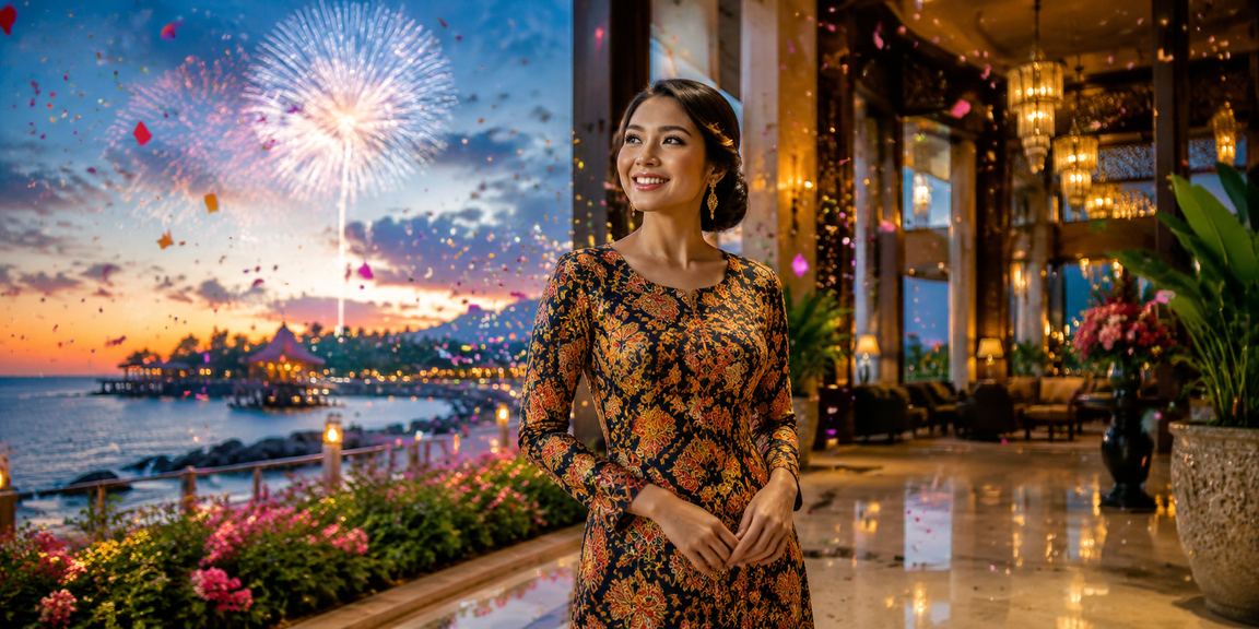 Pemain Malaysia menganalisis odds pertaruhan sukan dengan motif batik di latar belakang