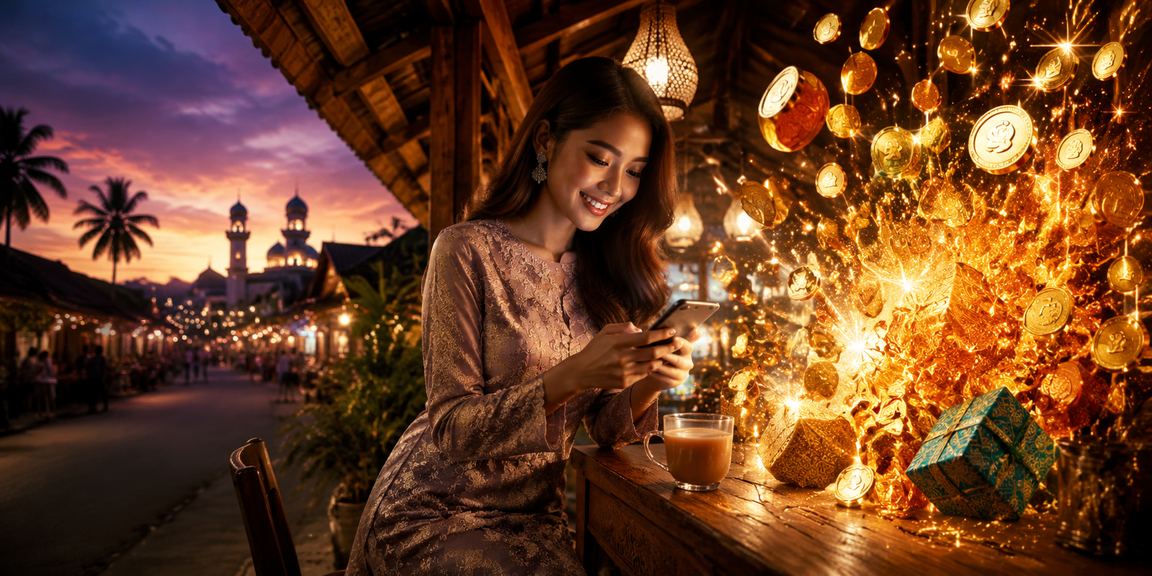 Pengguna mengakses platform sukan reno14 pada telefon mudah alih semasa perayaan Hari Raya